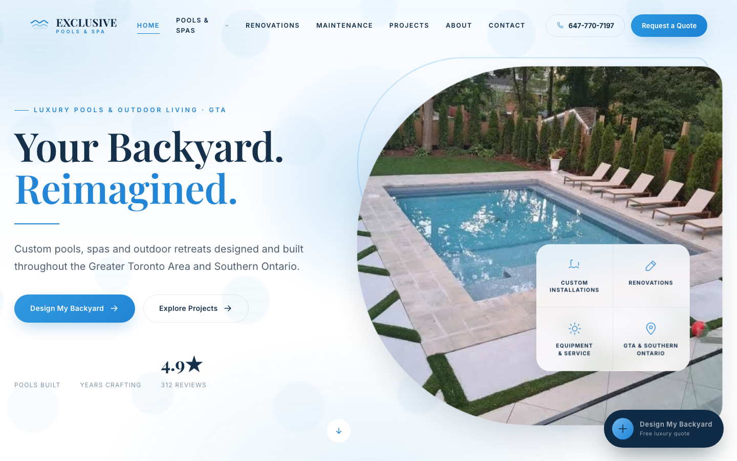 Exclusive Pools & Spa website